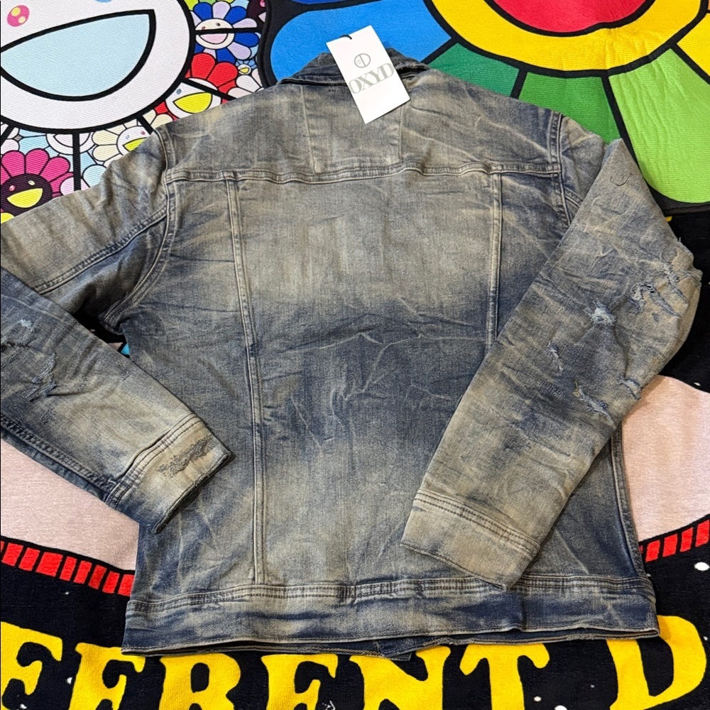 OXYD Premium Denim Men's Distressed Denim Jacket, Size Small - Picture 11 of 16
